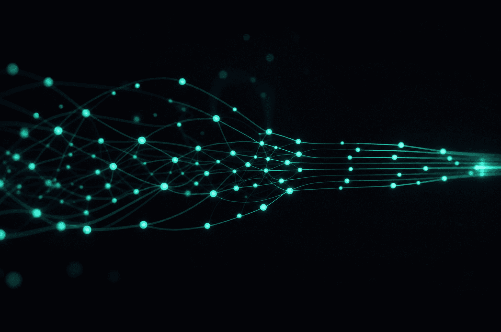 Réseau de nœuds connectés qui s'enchaînent, image d'automatisation des workflows